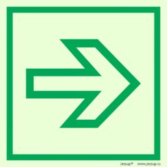 Фотолюминесцентный знак "Направление эвакуации" квадратный для напольного применения (износостойкий)