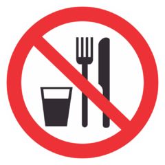 Запрещающий знак Р30 "Запрещается принимать пищу"