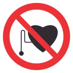 Напольный знак FP11 "Запрещается работа (присутствие) людей со стимуляторами сердечной деятельности"