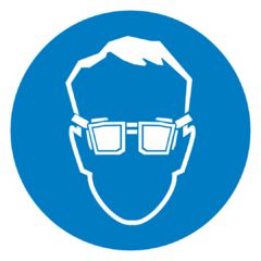 Напольный знак FМ01 "Работать в защитных очках"