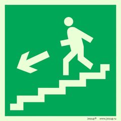 Фотолюминесцентный знак Е14 "Направление к эвакуационному выходу по лестнице вниз" (левосторонний)