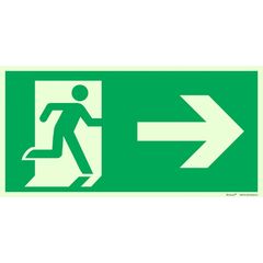 Фотолюминесцентный знак Е11 правый "Направление к эвакуационному выходу прямо" (правосторонний)